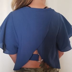 Blue blouse, open back